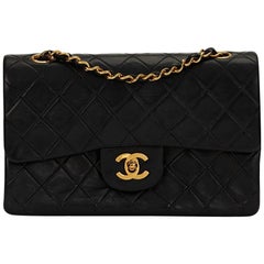 1990s Chanel Black Quilted Lambskin Small Classic Double Flap Bag