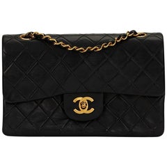 1990s Chanel Black Quilted Lambskin Small Classic Double Flap Bag