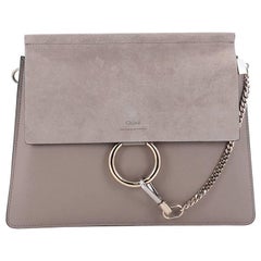 Used Chloe Faye Shoulder Bag Leather and Suede Medium