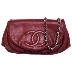 Chanel Burgundy Caviar Leather CC Half Moon WOC Wallet on a Chain Crossbody  Bag For Sale at 1stDibs