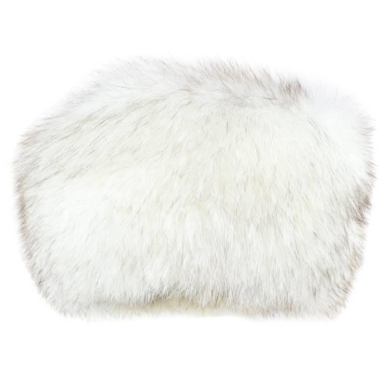 Turkistukku 1970s Luxurious Finnish White Arctic Fox Fur Hat With Brown Top