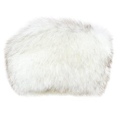 Vintage Turkistukku 1970s Luxurious Finnish White Arctic Fox Fur Hat With Brown Top