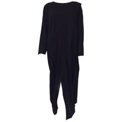 Ingenious Issey Miyake's Long Black Cocoon Dress with Long Sleeves