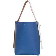 CELINE Small Twisted Cabas Green Blue Leather Large Tote Shoulder Bag Purse