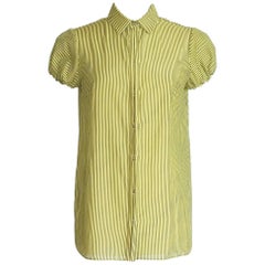 Versace Top Lean Cut Chic Yellow Brown Striped  42 / 8 