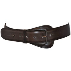 Retro Alaia Coco Brown Calfskin with Brass Accent Leather Belt