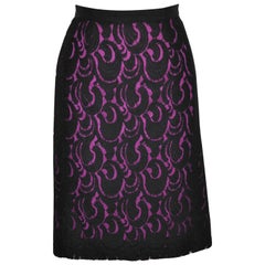 Donna Karan Violet with Imported Floral Lace Pencil Skirt