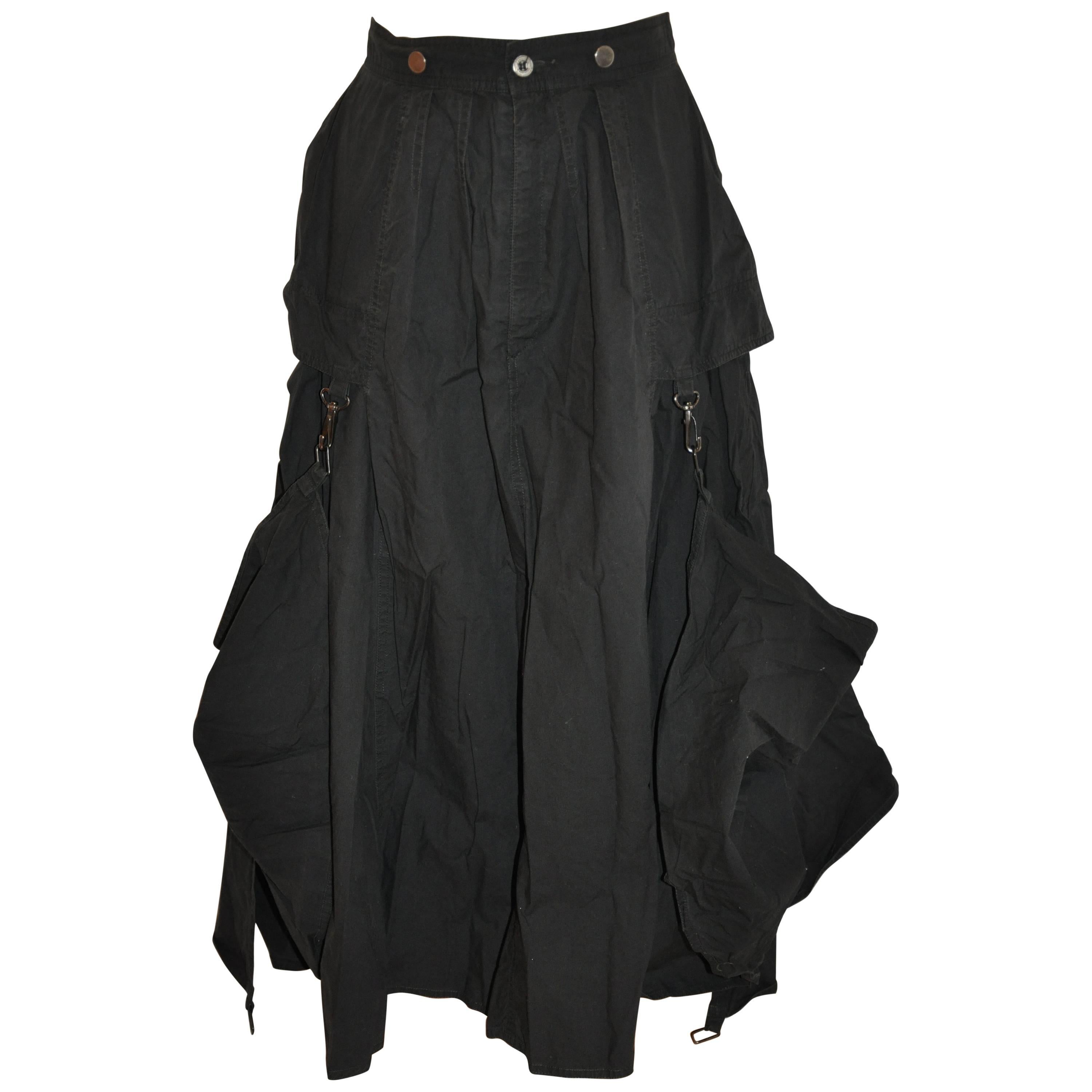 Kansai Yamamoto Black Deconstructed Optional High-Slit Skirt For Sale