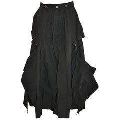 Vintage Kansai Yamamoto Black Deconstructed Optional High-Slit Skirt