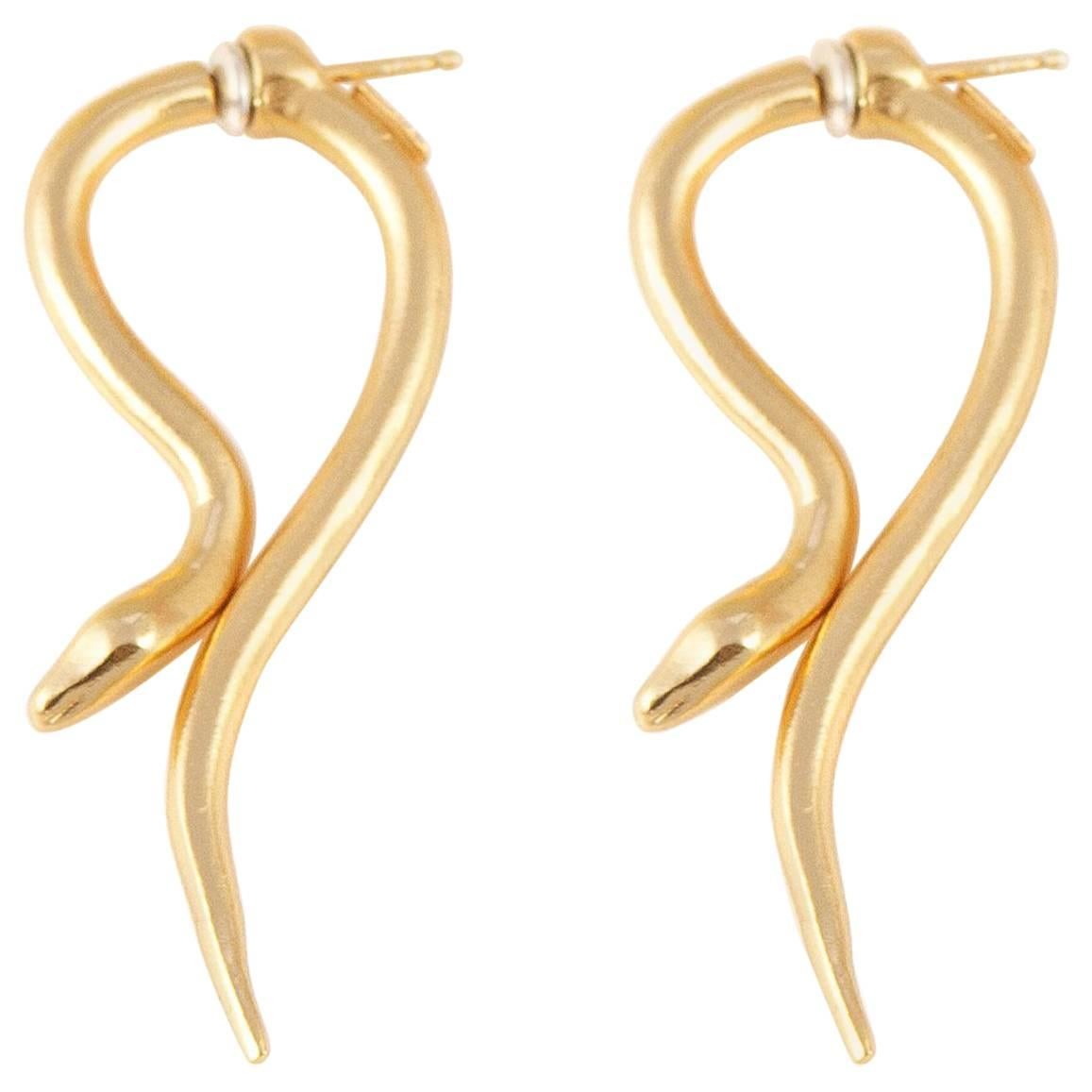 Giulia Barela Hooked earrings, gold plated bronze