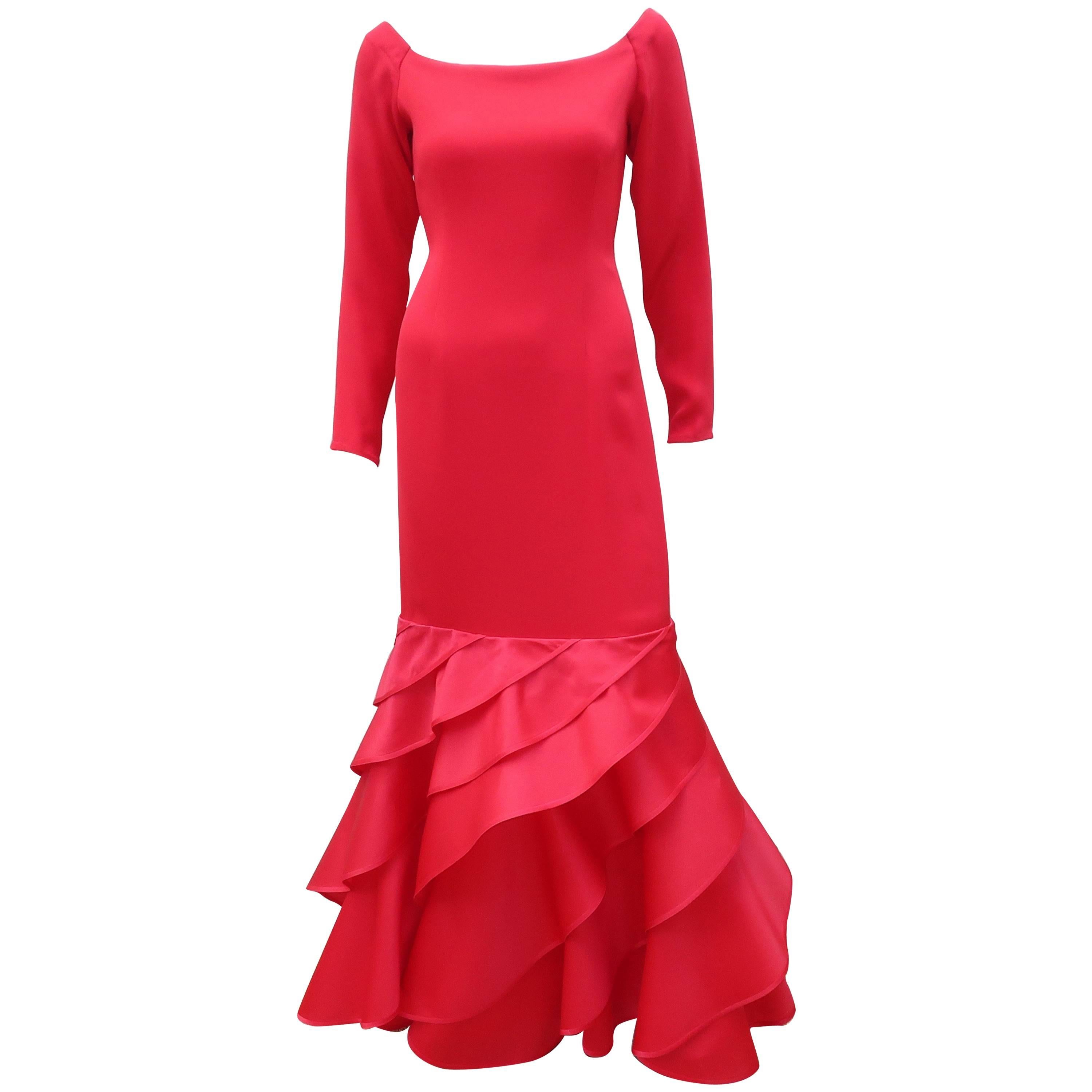 Bill Blass Red Sequin Snakeskin Print Halter Dress, 1974 at 1stDibs
