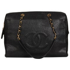 1996 Chanel Black Caviar Leather Vintage Timeless Shoulder Bag