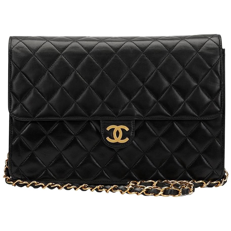 1997 Chanel Black Quilted Lambskin Vintage Classic Single Flap Bag