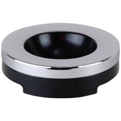 Luigi Massoni For Harvey Guzzini 1970s Chrome & Black Two-Piece Ashtray Tray