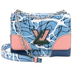 Louis Vuitton Twist Handbag Limited Edition Aqua Print Epi Leather MM