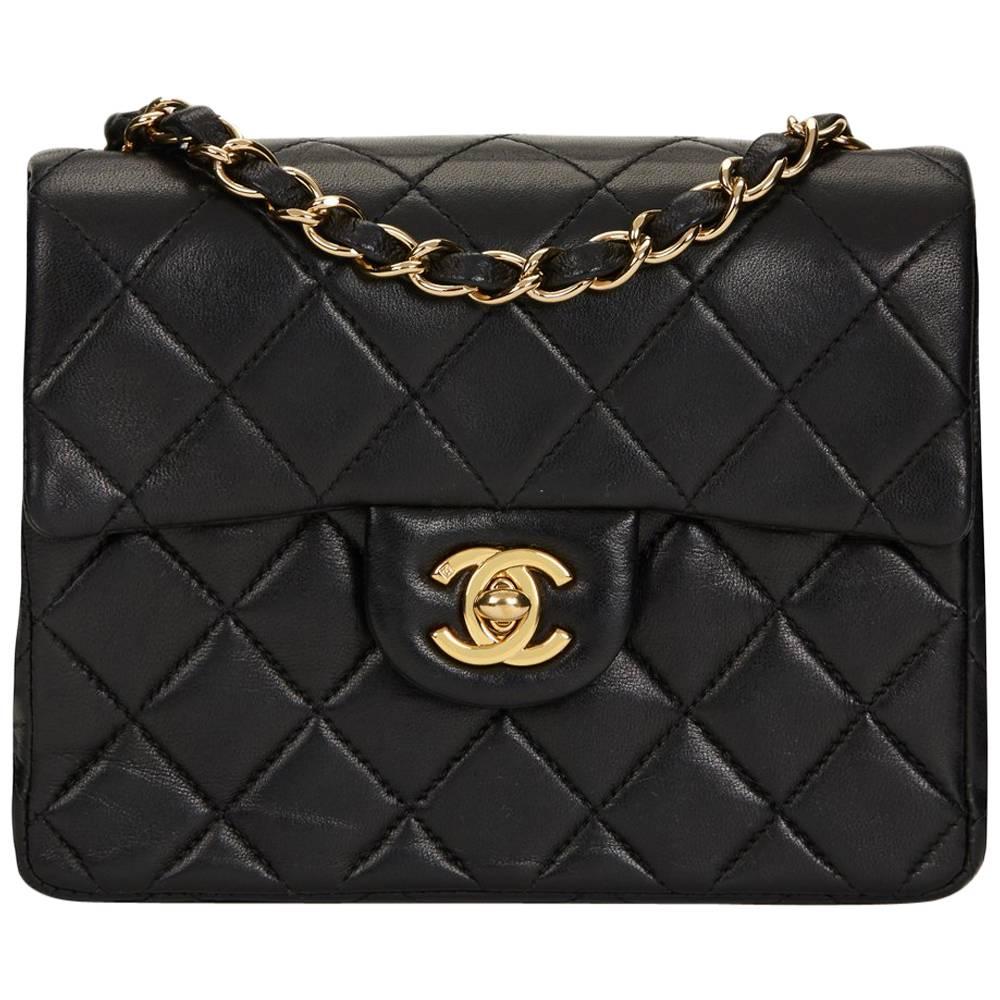 2004 Chanel Black Quilted Lambskin Mini Flap Bag