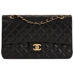 2000s Chanel Black Quilted Lambskin Classic Double Flap Bag