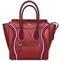 Celine 2016 Merlot & Purple Felt Micro Luggage Tote Bag rt. $3, 400