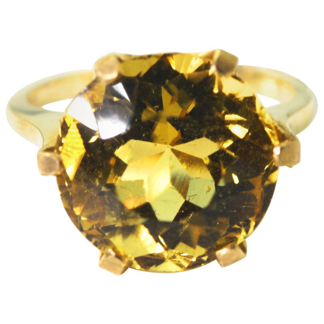Yellow Citrine Gold Ring