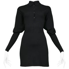 Vintage Azzedine Alaia Black Knit Blouson Sleeve Dress