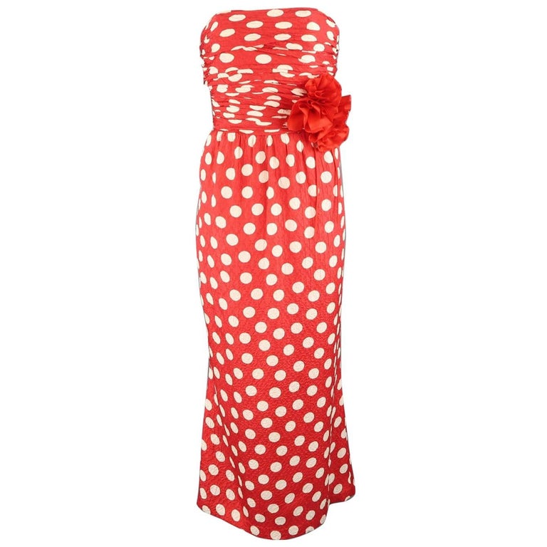 open lace back dress Kristen Strapless Mini Dress - Red Polka Dot main image 0