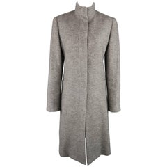 RALPH LAUREN Size 8 Grey Herringbone Wool Blend High Collar Coat