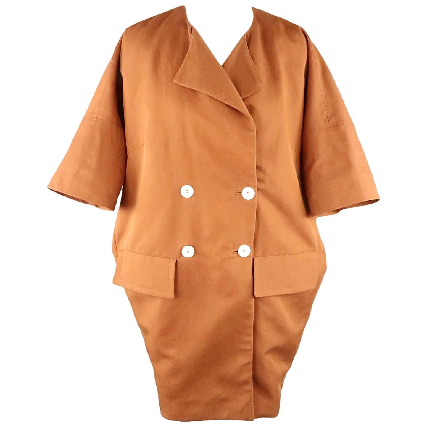 MARNI Size 4 Rust Double Breasted Cacoon Coat