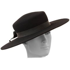 70s Yves Saint Laurent Wide Brim Hat Black Wool by Bollman Hat Co Sz S