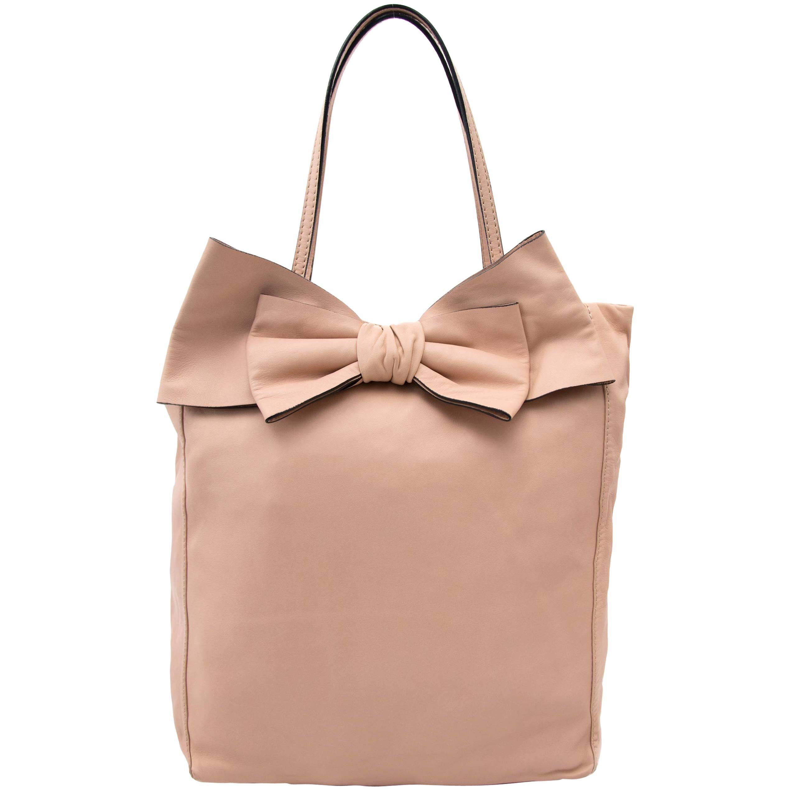 Valentino Blush Pink Leather Bow Tote