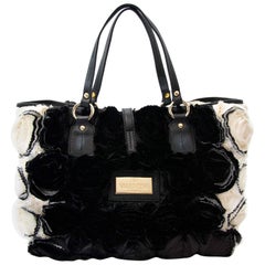 Valentino Rosette Black and White Shoulder Bag