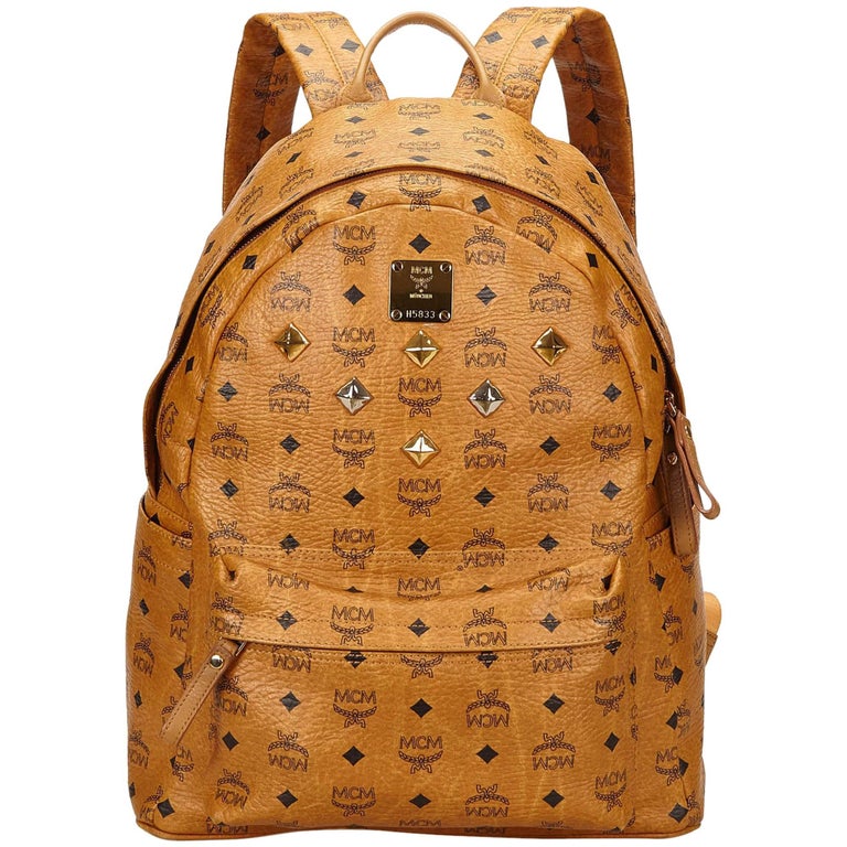 Mcm Brown Visetos Studded Leather Backpack For At 1stdibs Mcm Brown Visetos Studded Leather Backpack For