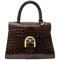 Delvaux Brillant PM Crocodille Brown GHW