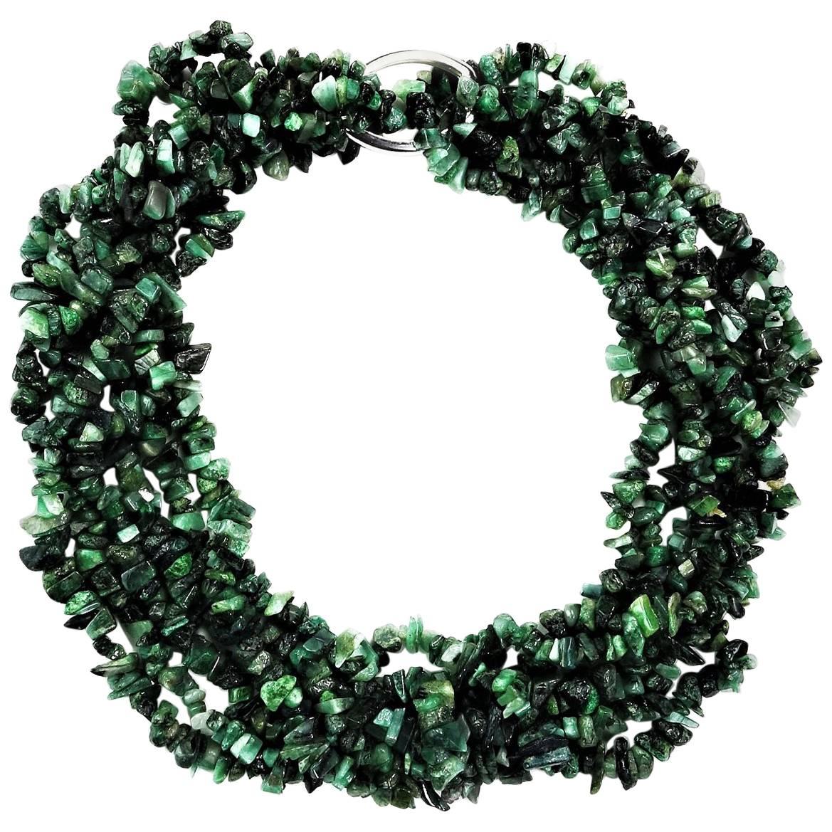 Multi-Strand Emerald Choker Necklace