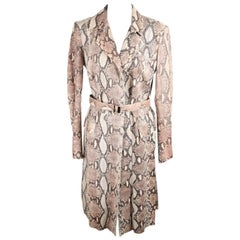 GUCCI Beige PYTHON Leather TRENCH COAT Size 40
