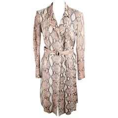 GUCCI Beige PYTHON Leather TRENCH COAT Size 40