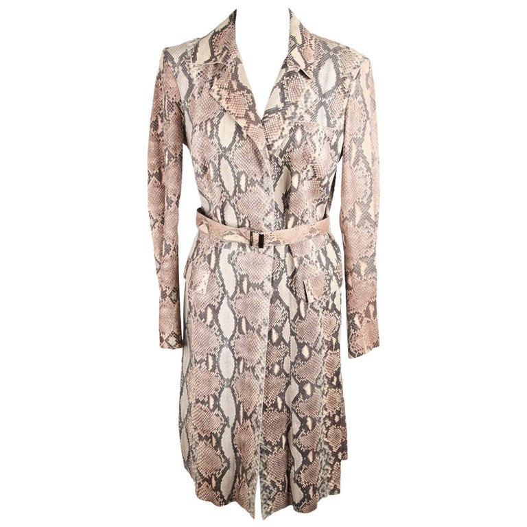 GUCCI Beige PYTHON Leather TRENCH COAT Size 40 at 1stDibs | python coat ...