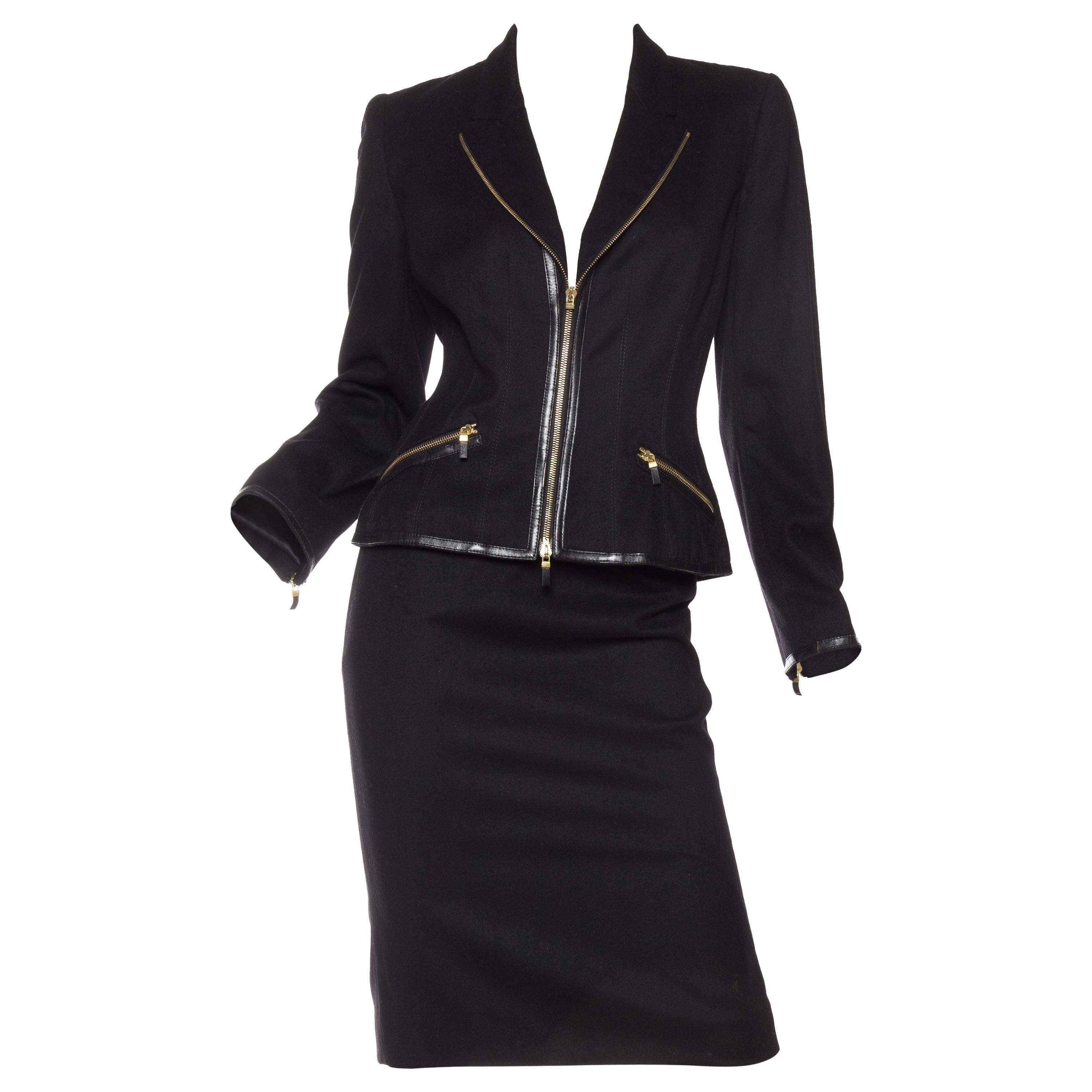 2000S ALEXANDER MCQUEEN Zipper Suit Skirt For Sale