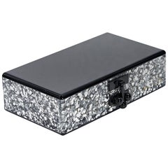 Black & Silver Edie Parker Glitter Box Clutch