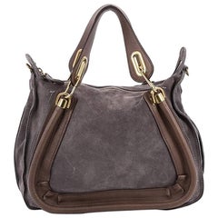 Used Chloe Paraty Top Handle Bag Suede Medium