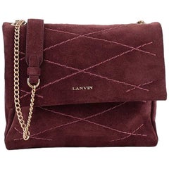 Lanvin Sugar Flap Shoulder Bag Quilted Suede Mini