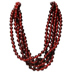 Karl Lagerfeld Paris Ruby Gripoix Glass Multi Strand Knotted Necklace
