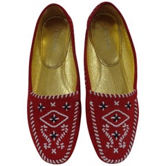Vintage Prada red suede unworn loafer