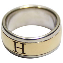 Rare Hermès Vintage Alliance H Ring Silver and Gold 18k Size 10 USA 