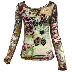 Jean Paul Gaultier Fuzzi sequin floral lacy wool knit sweater