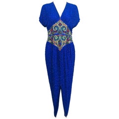 Vintage Naeem Khan vestido de seda con pedrería inspirado en Raj años 80