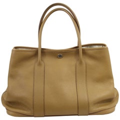 Hermes Garden Party GM Gold Leather Bag