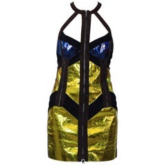 Used F/W 10 Look#31 VERSACE MIRRORED LEATHER DRESS