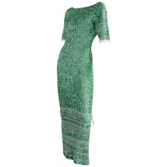 Vintage Gene Shelly Green Sequined Gown