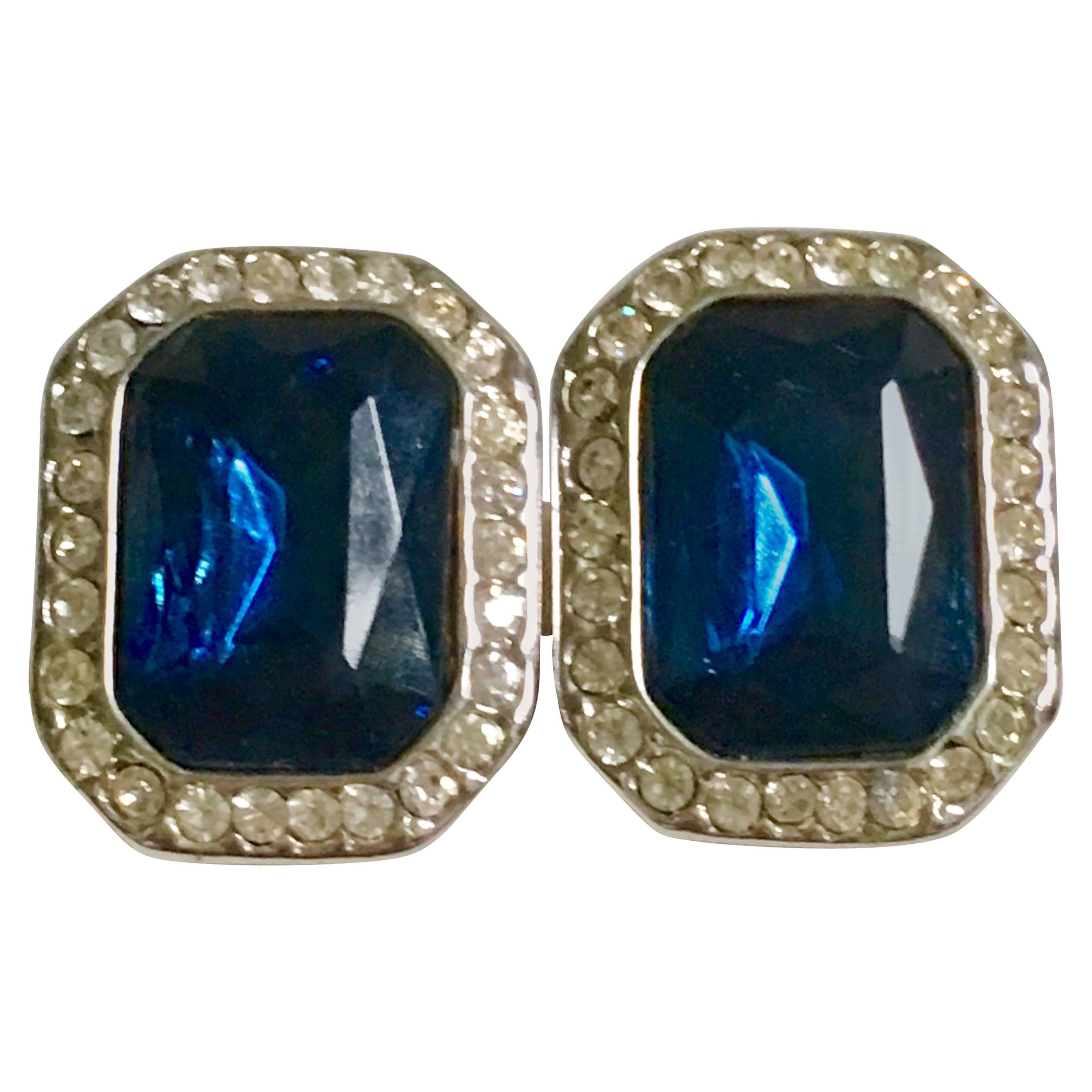 Vintage Kenneth J Lane Blue Sapphire & Diamond Earrings