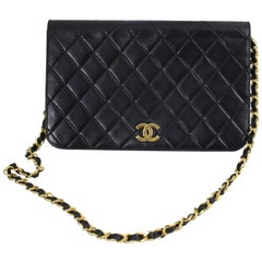 Vintage Chanel Black Lambskin Leather Bag Style WOC